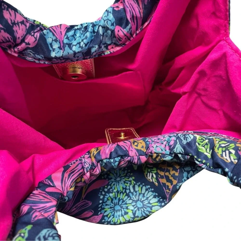 Lilly Pulitzer Bamboo Bag Aegean Navy Calypso Coast Print - Picture 7 of 9